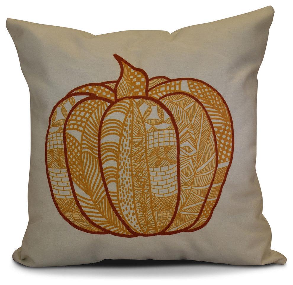 Pumpkin Patch Geometric Print Outdoor Pillow, Gold, 16"x16"