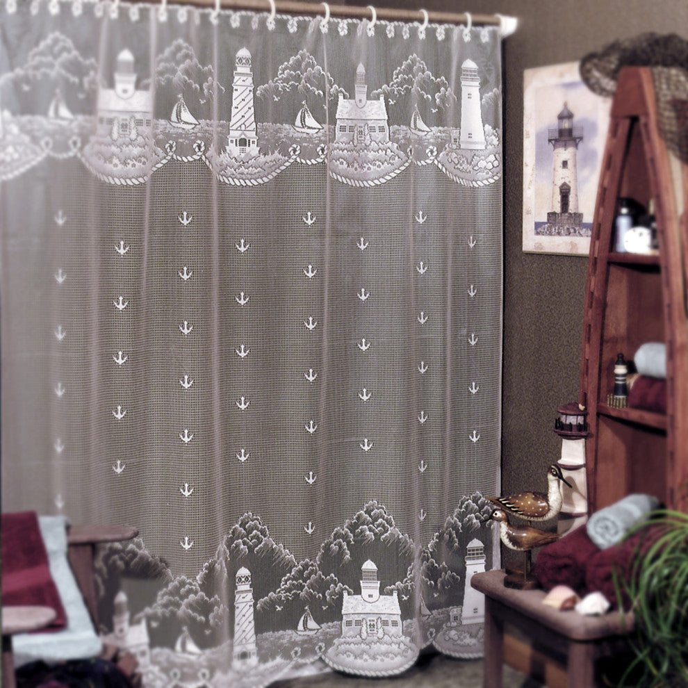 Lighthouse 72"x72" Shower Curtain, White