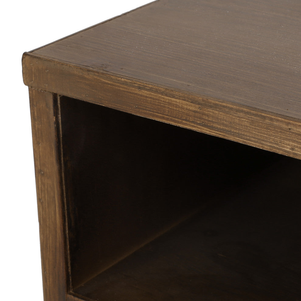 Merlack Contemporary End Table With Storage, Walnut, Natural, and Black