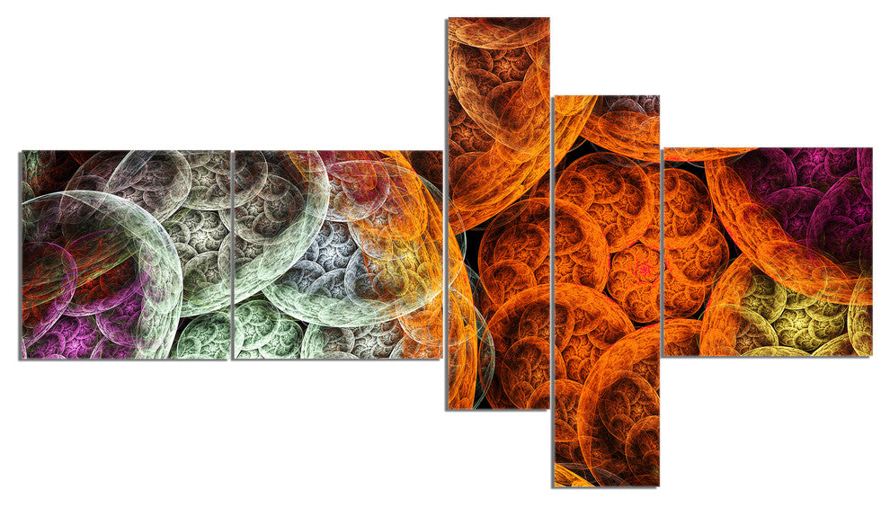 Multi Color Dramatic Clouds, Abstract Canvas Art Print, 60"x32", 5 panels