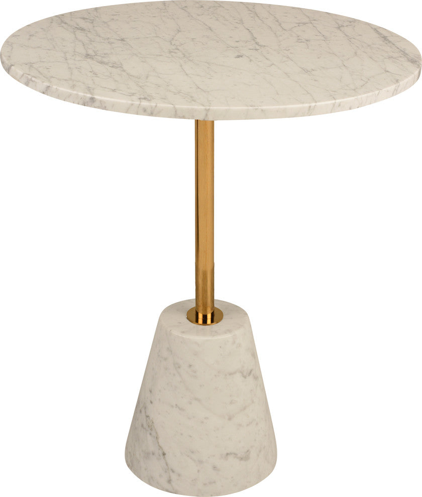 Bianca Side Table, Round White Marble Top, Polished Gold
