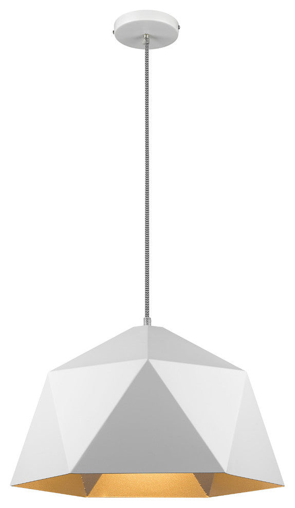 Black Shade, Inner Gold Interior Single Pendant Light, White/Silver