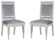 Set of 2 Upholstered Side Chair, Silver/Platinum Finish