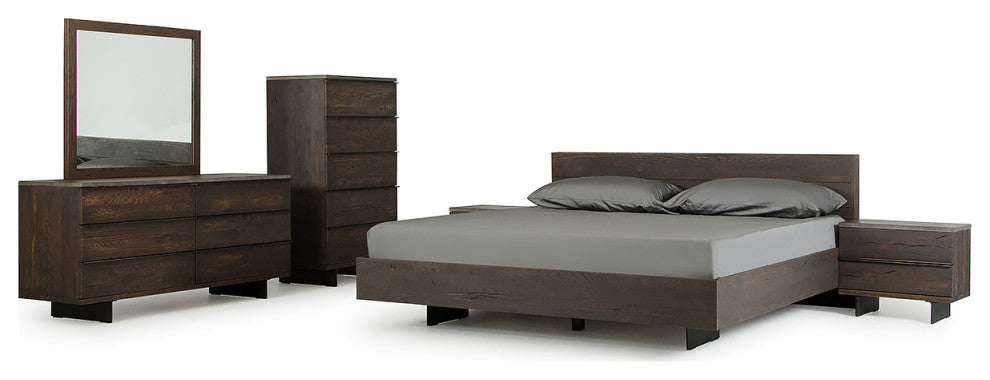 HomeRoots 20" Dark Aged Oak Wood and Metal Nightstand
