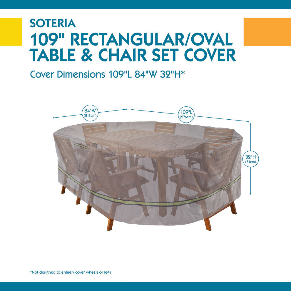 Soteria Rain Proof 109" Rectangular/Oval Patio Table With Chairs Cover