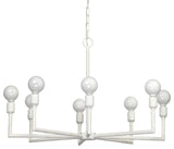 Minimalist Linear White 8 Light One Tier Chandelier 32 in Plaster of Paris Gesso