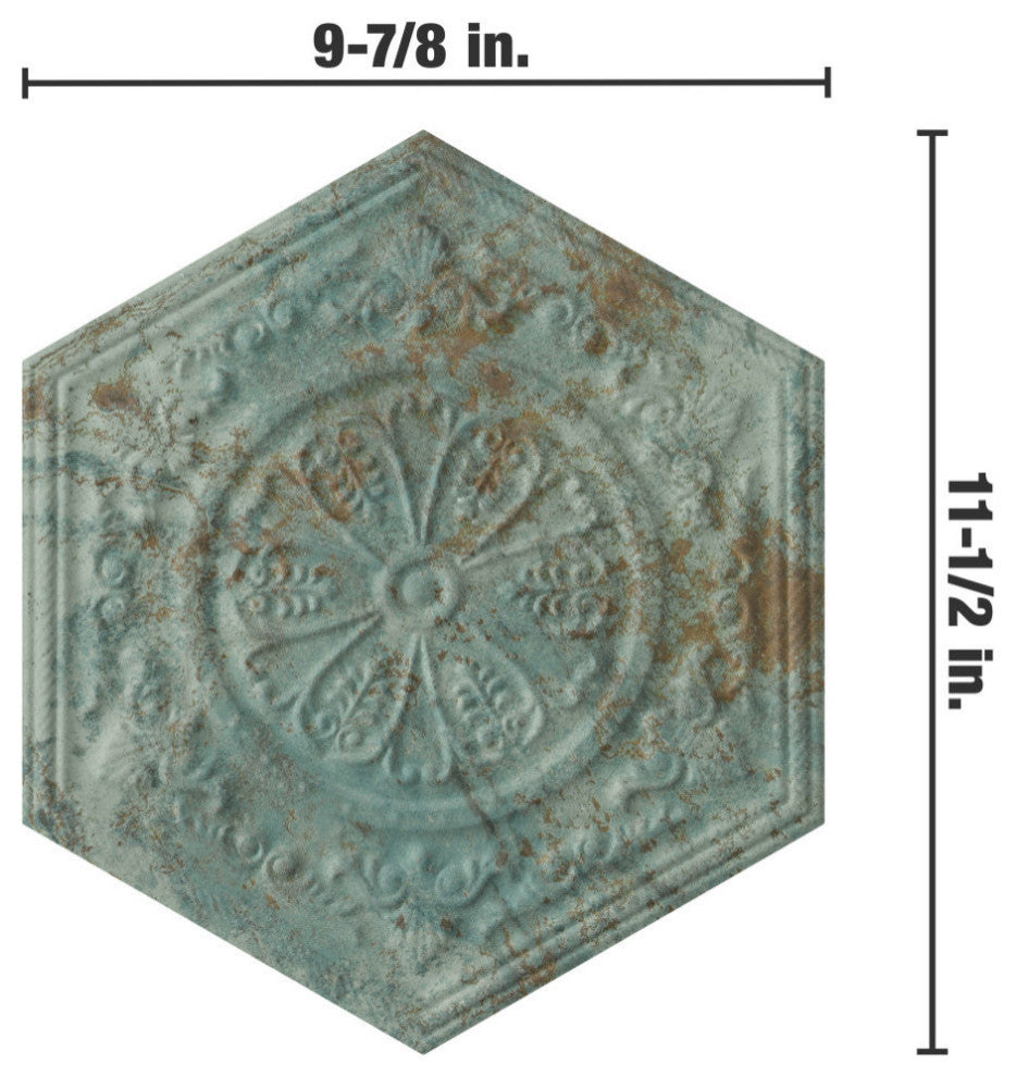 Zinc Hex Green Decor Porcelain Floor and Wall Tile
