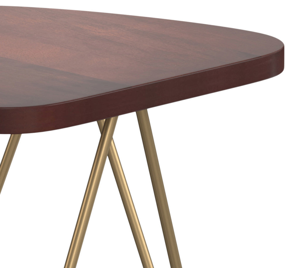 Patrice Metal and Wood Accent Table, Dark Brown, 18"