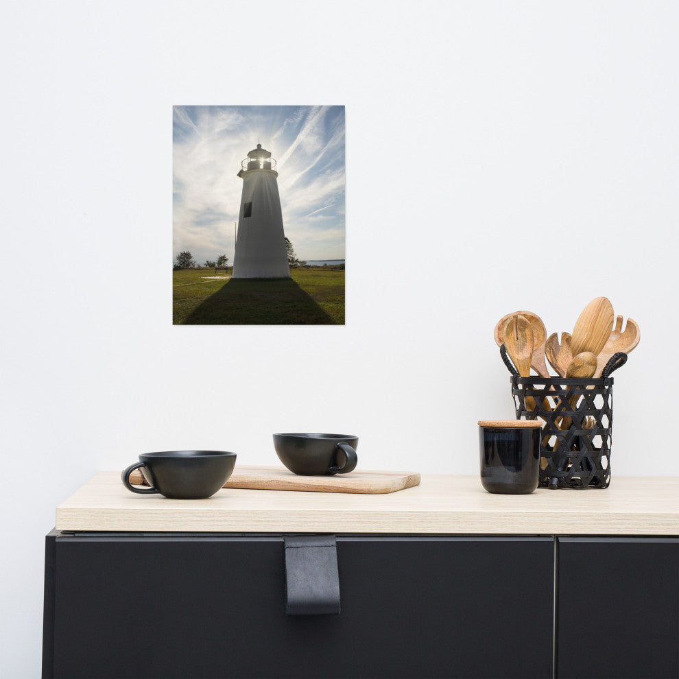Turkey Point Lighthouse with Sun Flare Unframed Wall Art Prints, 11" X 14"