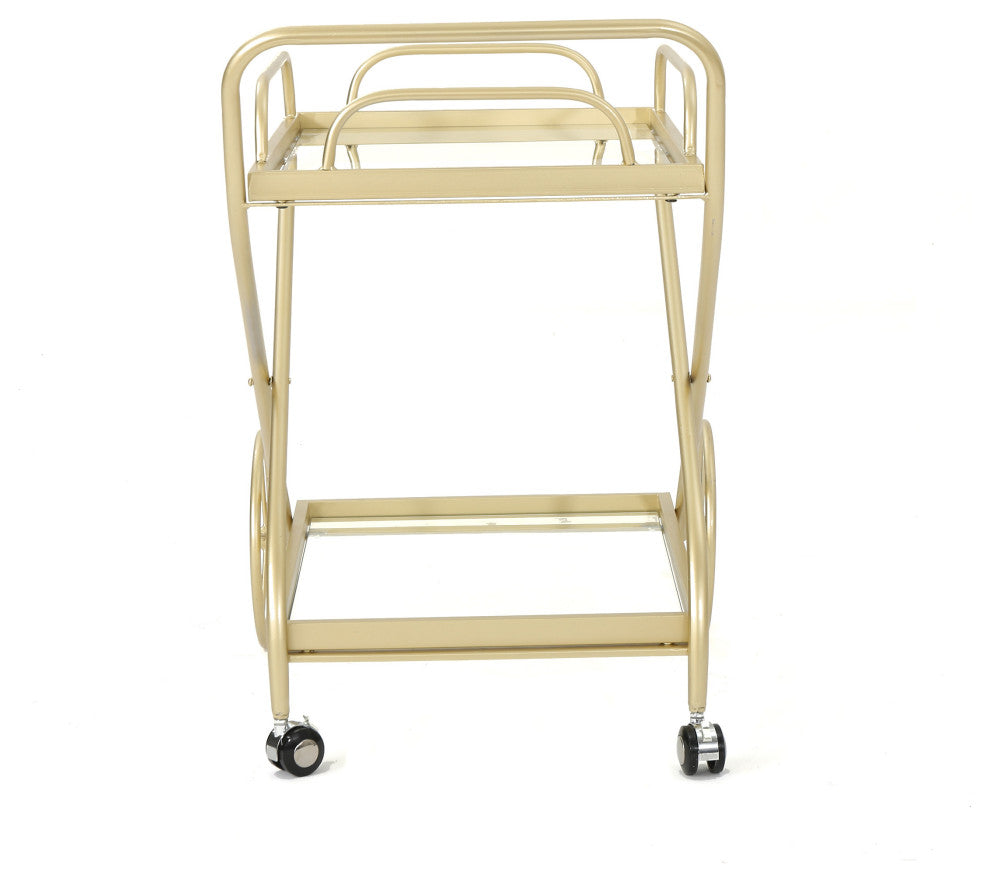 GDF Studio Patty Traditional Iron and Glass Bar Cart, Gold