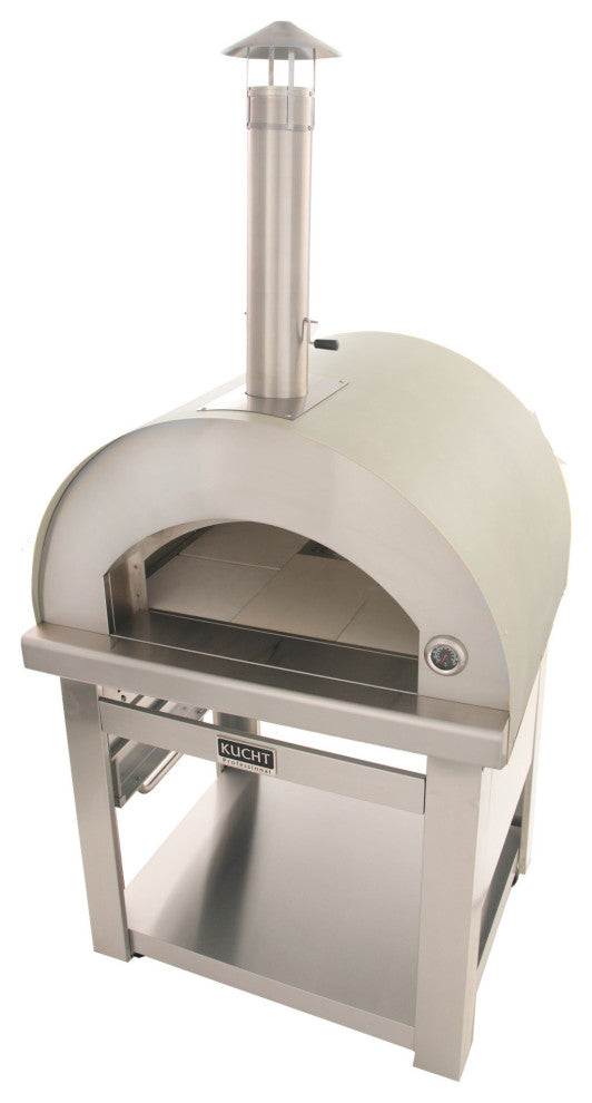 Outdoor Wood Fired Gas Pizza Oven, Silver