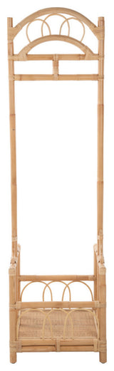 Rattan Freestanding Coat Rack With Shoe Shelf, Natural