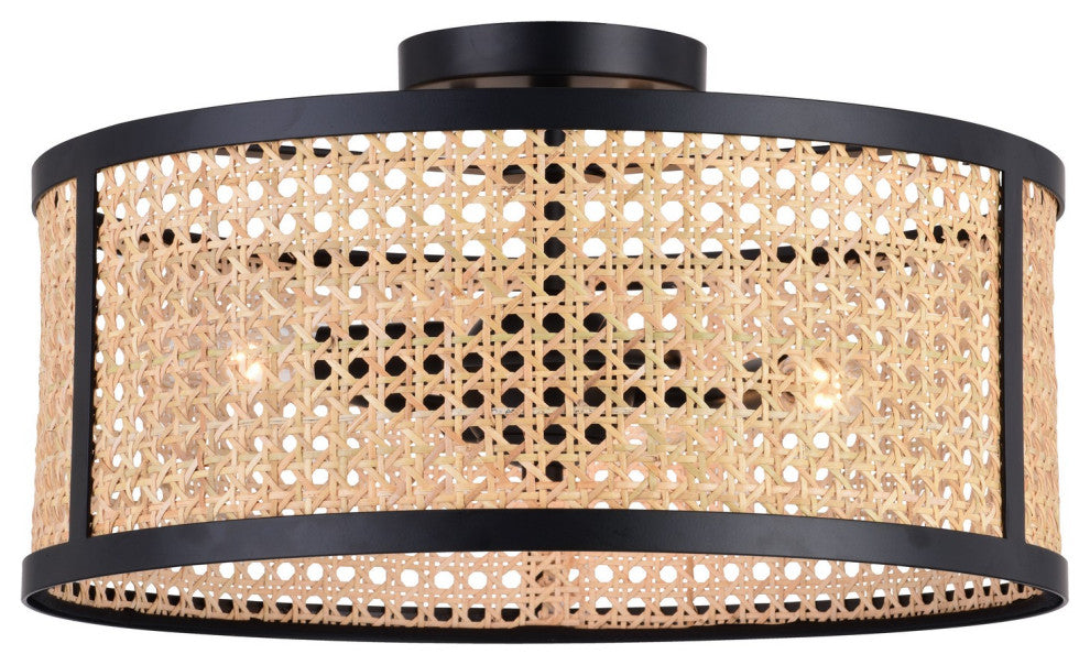 Berens Three Light Semi-Flush Mount in Matte Black