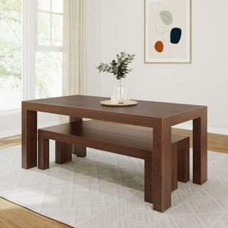 Plank+Beam Modern Solid Wood Dining Table Set with 2 Benches