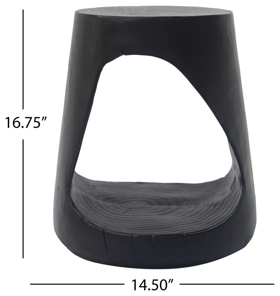 GDF Studio Hollow Center MGO Side Table, Wood-like Texture, Black