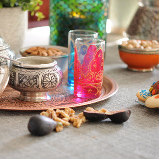 Hand Painted Arabesque Glass Teacups, Set of 6