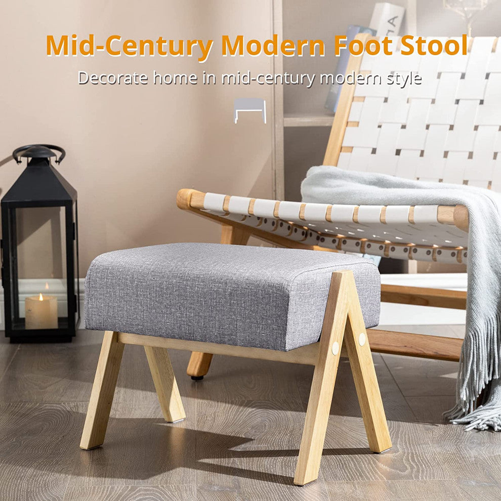 Padded Wooden Footstools and Ottoman