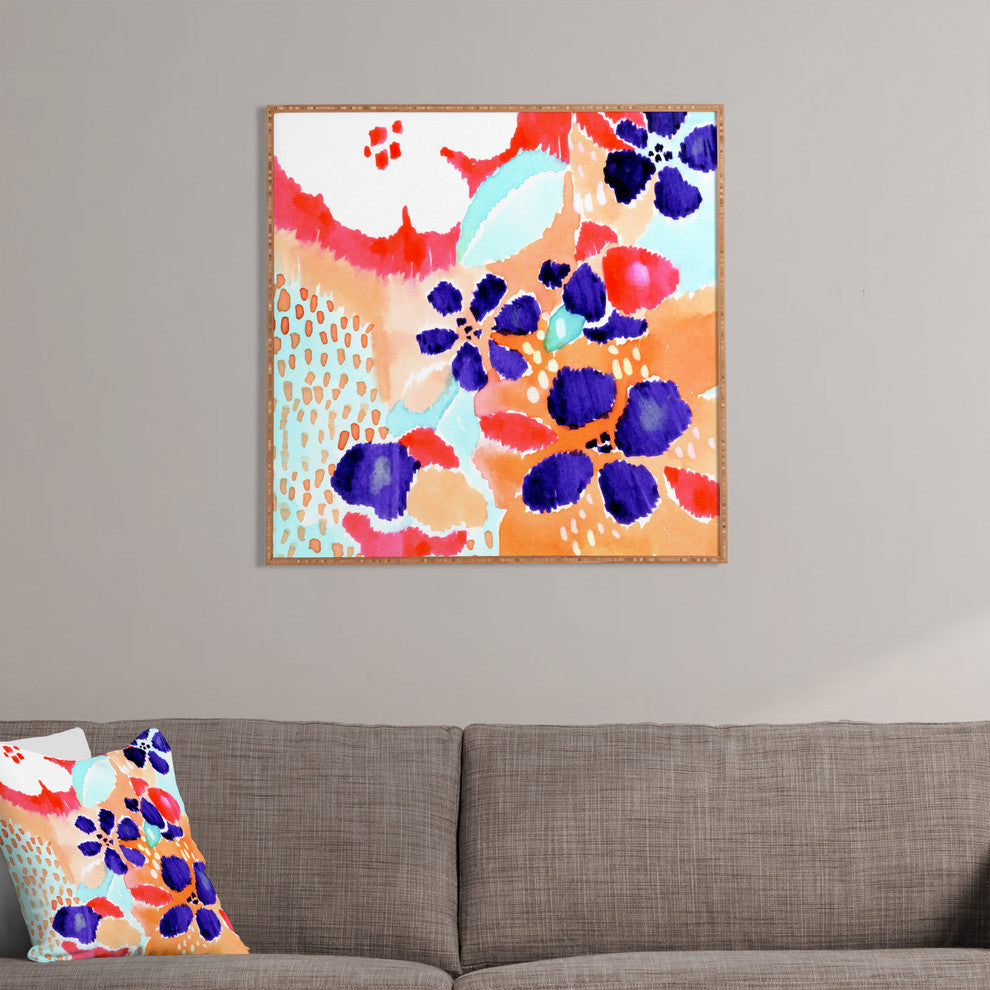 Deny Designs Cayenablanca Ikat Flowers Framed Wall Art