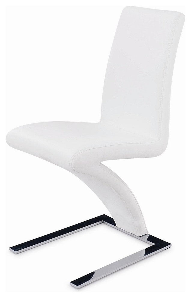 Modern Dining Chair With Chrome Base, White