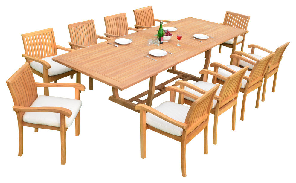 11-Piece Dining Set With Masc Extension Rectangle Table, 118", Furniture Only
