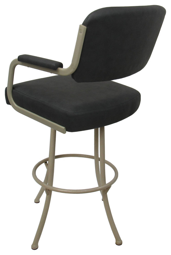 Swivel Counter Metal Bar Stool, Grey Vinyl - Beige, 34"