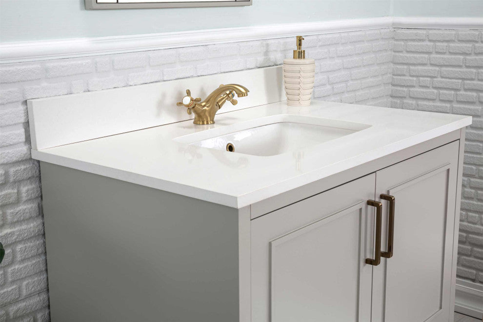 Albia Collection 36" Bathroom Vanity With Sink, Mirror, Countertop, Gray