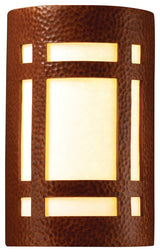 Ambiance Large ADA Craftsman Window, Wall Sconce, Hammered Copper, Led