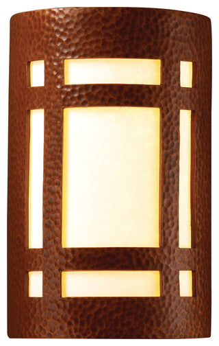 Ambiance Large ADA Craftsman Window, Wall Sconce, Hammered Copper, Led