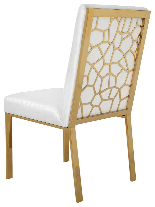 white and gold dining chair
