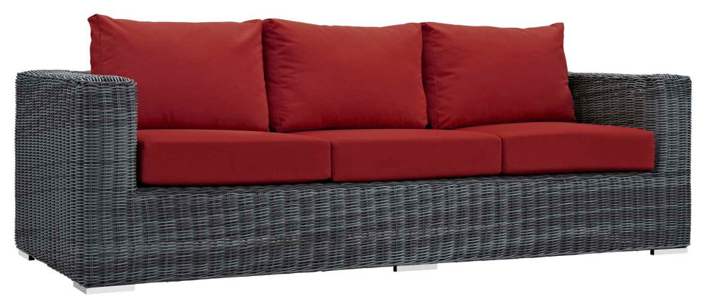 Summon Outdoor Patio Sunbrella Sofa Canvas Red