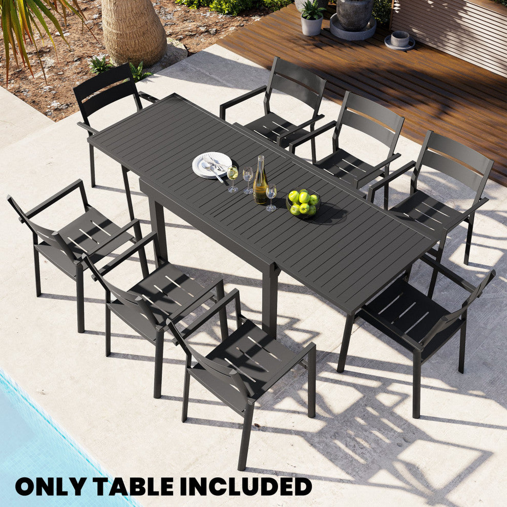 4-8 Person Expandable Aluminum Outdoor Patio Dining Table Dark Gray, Gray