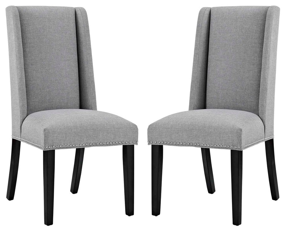 Baron Dining Chair Fabric Set of 2, Light Gray