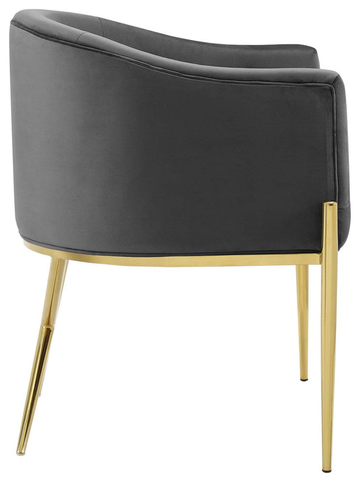 Savour Accent Dining Armchair Performance Velvet Set of 2 Charcoal