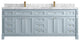 Paris 84" Double Sink Bathroom Vanity, Blue Heather 2" Carrara Marble