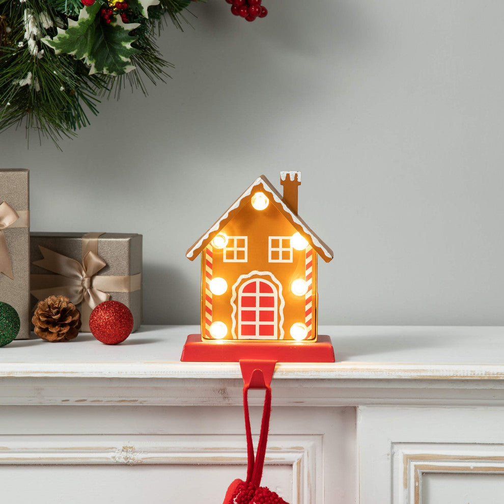 Marquee LED Metal Gingerbread Stocking Hangers, House