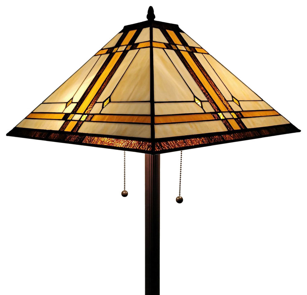Tiffany Style 2 Light Mission Floor Lamp 61" Tall
