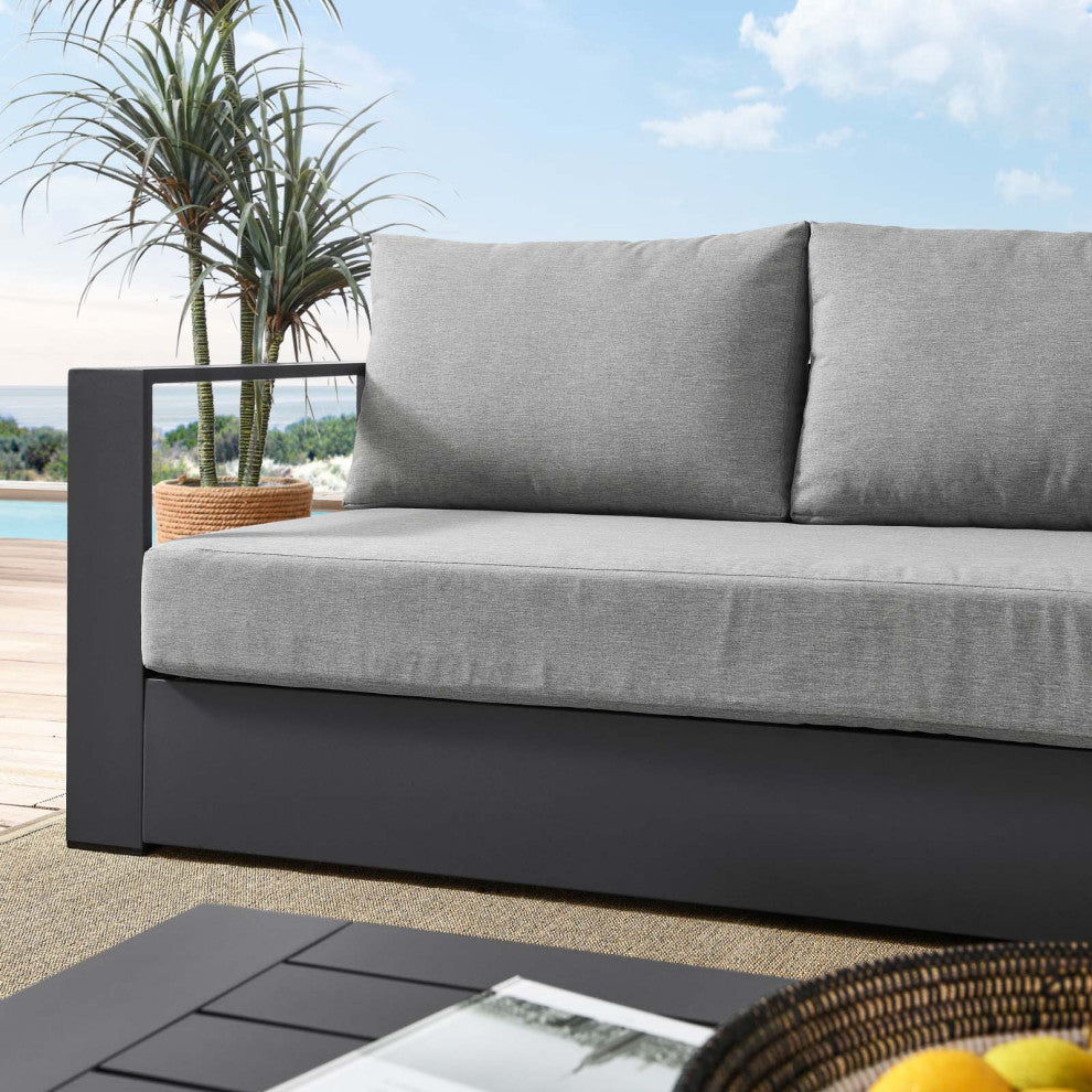 Lounge Sofa, Gray, Aluminum, Modern, Outdoor Patio Bistro Hospitality