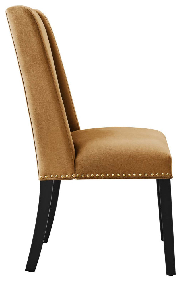 Baron Performance Velvet Dining Chairs, Set of 2, Cognac
