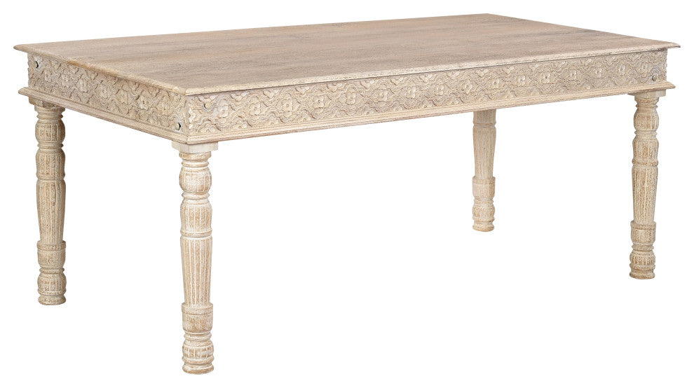 Wiley Carved Dining Table, White, 72" W