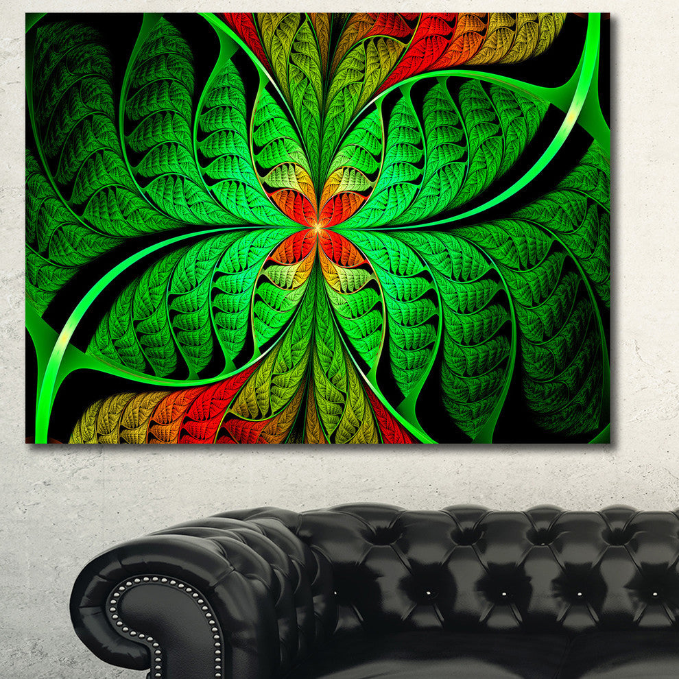 Fractal Green Leaf Design, Abstract Canvas Art Print, 40x30