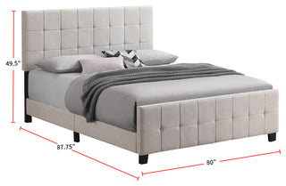 King Size Fabric Upholstered Panel Bed, Beige