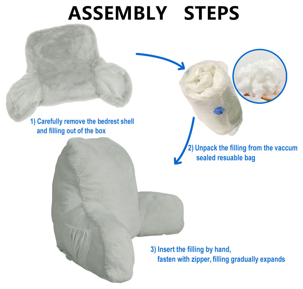 Fox Faux Fur Bedrest, Needs Assembly, Lemon Curry, 20"x18"x17"