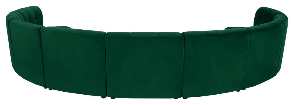 Limitless Velvet Upholstered 9-Piece Modular Sectional, Green