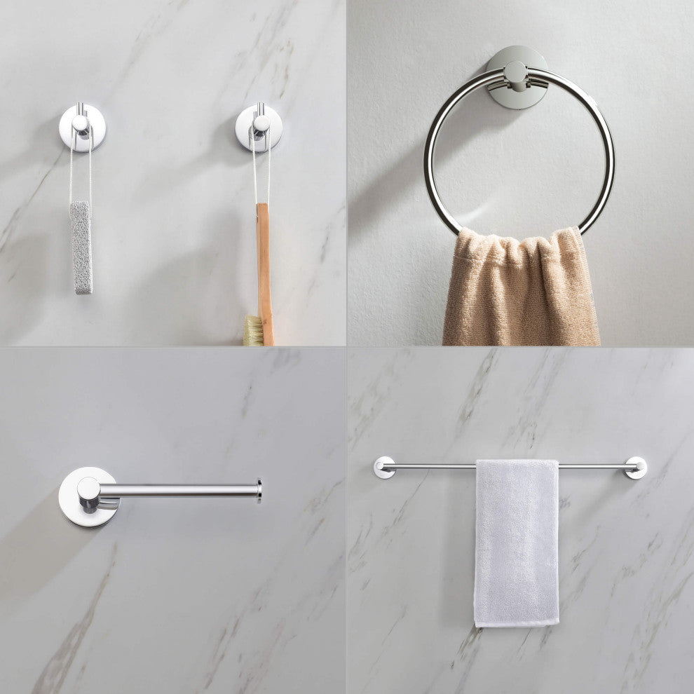 Circular 5-Piece Bathroom Hardware Set, Chrome