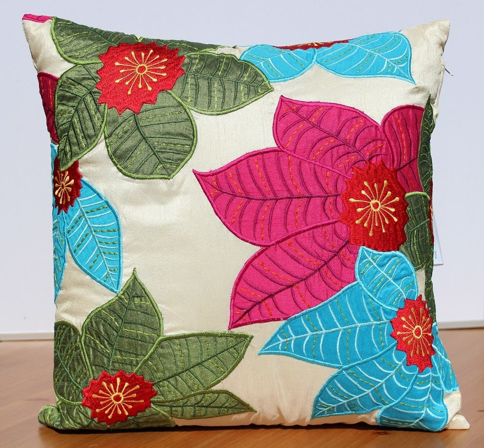 Polysilk Floral Throw Pillow