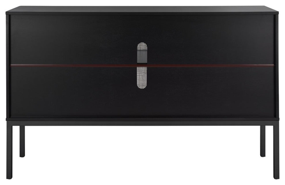Safavieh Zadie 2 Shelf Rattan Sideboard, Black/Natural