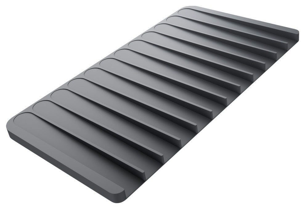 Self-Draining Silicone Dish Drying Mat or Trivet for Kitchen Counter Dark Grey