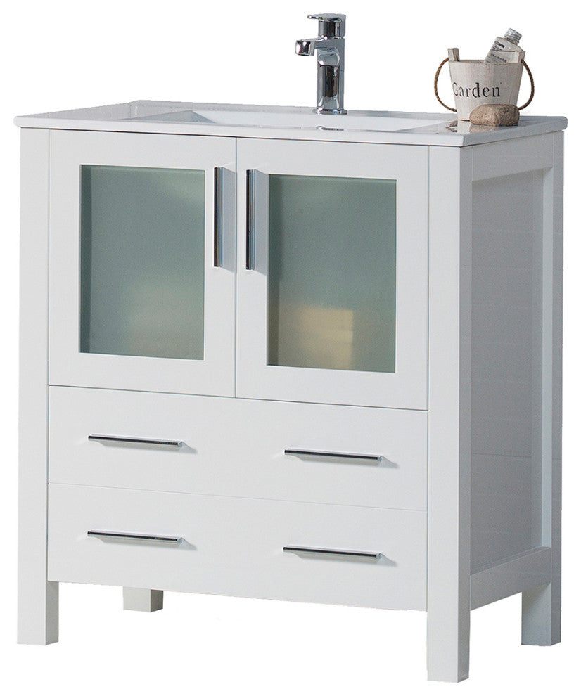 Sydney 30" Vanity Set With Mirror, Glossy White No Mirror