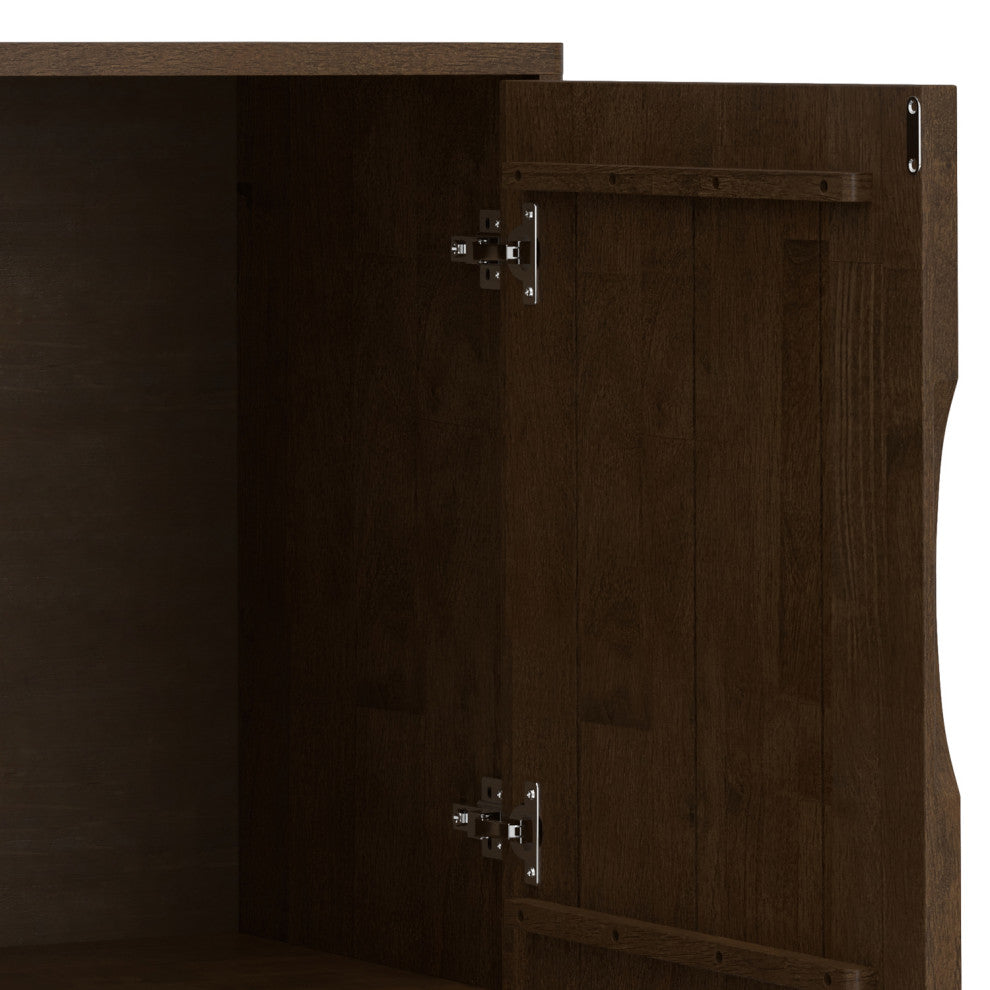 Harper Solid Hardwood 2 Door Sideboard Buffet / Storage Cabinet, Walnut Brown