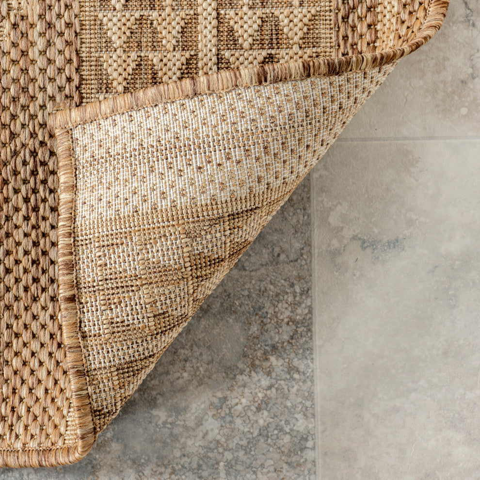 Nuloom Ranya Tribal Indoor/Outdoor Contemporary Area Rug, Light Brown 2'X8'